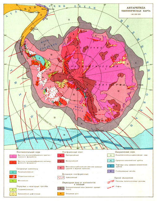 тектоническая карта Антарктиды